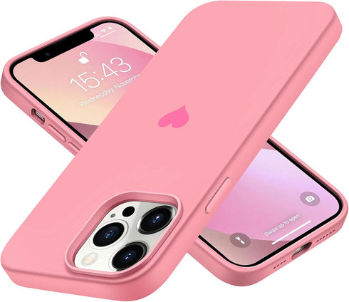 Jmltech for Silicone iPhone 15 Pro Case Women Girly Protective Heart with Soft Anti-Scratch Microfiber Lining Phone Cases for iPhone 15 Pro Pink.....