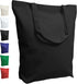 TOPDesign 2 | 6 | 12 Pack Super Strong Large 17.5"x16.5"x5" 10oz Cotton Canvas Tote, Reusable Grocery Shopping Bag, Blank Black Bags for Crafts, D...