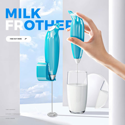 Magnetic Base Milk Frother Wand with Stand Battery Operated (not incl.) Handheld Electric Matcha Whisk Drink Mixer for Coffee, Latte, Hot Chocolat...