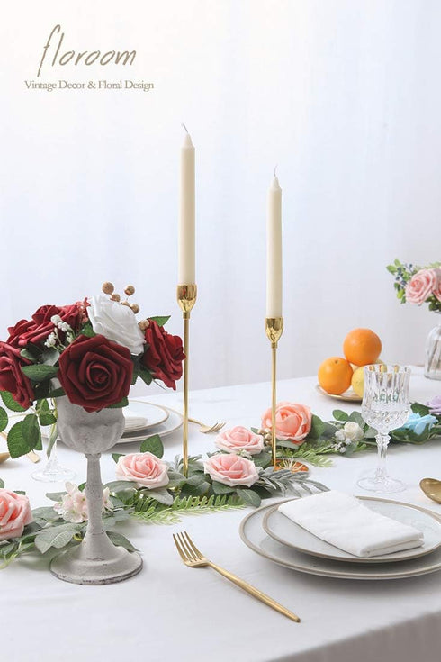 Floroom Artificial Flowers 50pcs Real Looking Blush Foam Fake Roses with Stems for DIY Wedding Bouquets Pink Bridal Shower Centerpieces Floral Arr...