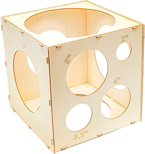 9 Holes Assemblable Wood Balloon Sizer Cube DIY Cube Tool Measurement Box for Party, Birthday, Wedding Decorations...