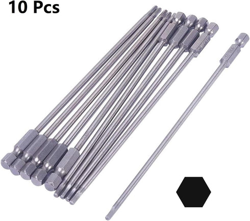 Utoolmart H4 Magnetic Hex Head Screwdriver Bits, 1/4 Inch Hex Shank 150mm Length S2 Power Tools 10Pcs...