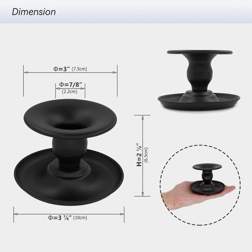Set of 2 Candle Holders for Pillar and Taper Candles, Matte Black Iron Table Centerpiece, Decorative Farmhouse Candlestick Holders...