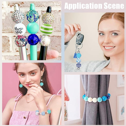 SUNNYCLUE 30Pcs Rhinestone Beads Round Bubblegum Beads 20mm Disco Ball Beads Blue Chunky Shiny Rhinestones Beads Loose Bead Resin Spacer Beads for...