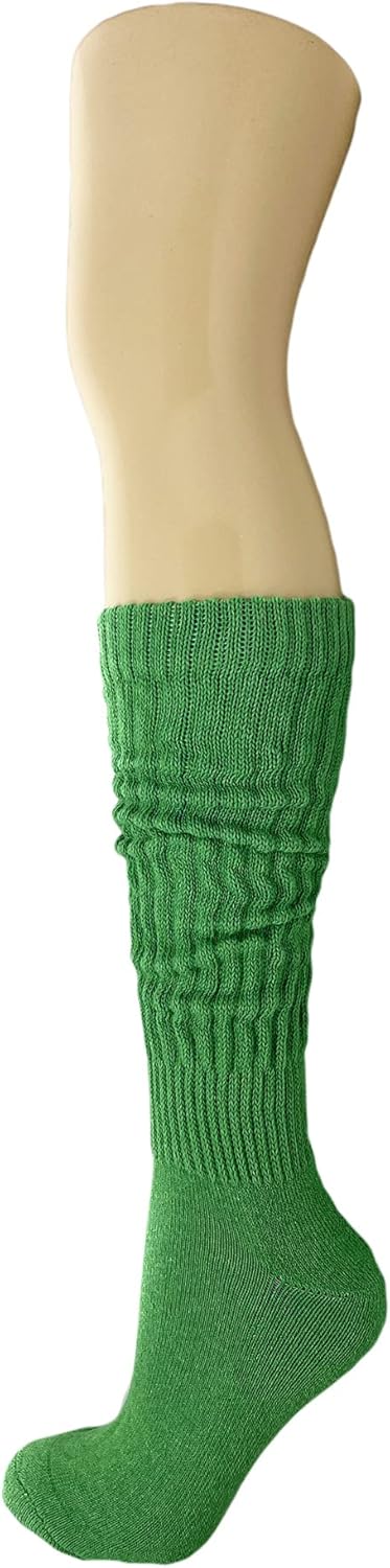 AWS/American Made 2 Pairs Cotton Slouch Socks Scrunch Knee High Socks Shoe Size 5-10...