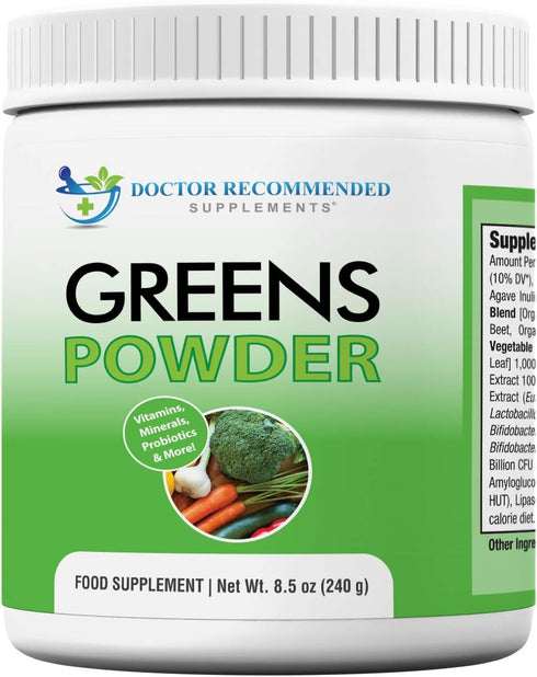 Doctor Recommended Greens Powder – Whole Food Nutritional Supplement – Probiotics and Digestive Enzymes – Berry Taste – Gluten-Free, Non-GMO, Dair...