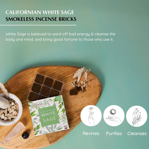 California White Sage Incense Bricks (2 x 9 Bricks) & Tree of Life Exotic Burner by Aromafume | Made with Salvia Apiana(White Sage) Extracts | Ide...