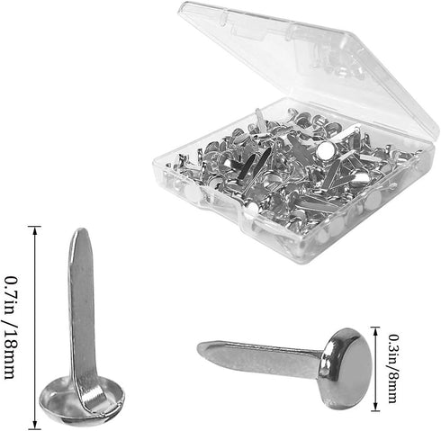 100 Pcs Brass Paper Fasteners, 8x17mm Plated Mini Brads for Scrapbooking Crafts DIY Projects (Silver)...