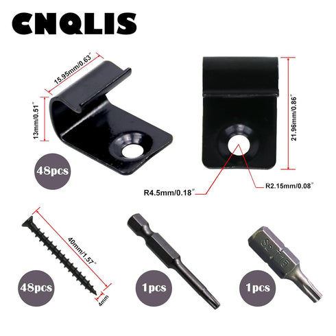 48-Pack Black Stainless Steel Start Clips, Deck Start Clips, Concealed Fasteners and Deck Start Clips with Deck Screws, for 400 Sqm,with two drill...