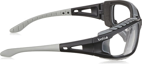 Bollé Safety 253-TR-40085 Tracker Safety Eyewear with Black/Gray Polycarbonate + TPE Full Frame and Clear Lens...