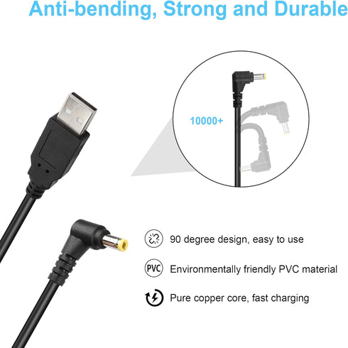 GINTOOYUN USB to DC Power Cable USB 2.0 Male to 90 Degree Angle DC5525 Male Power Extension Charge Cord for LED Strip, Bluetooth Speaker,Mini Fan ...