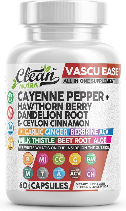 Cayenne Pepper Supplement with Hawthorn Berry Capsules, Dandelion Root, Ceylon Cinnamon, Garlic, Ginger, Berberine, Apple Cider Vinegar, Milk This...
