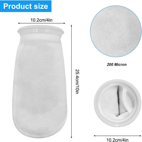 3Pcs 4 Inch Ring by 10 Inch Long Filter Socks 200 Micron, Aquarium Felt Socks, Aquarium Filter Bags for Freshwater Saltwater Aquariums Fish Tank, ...