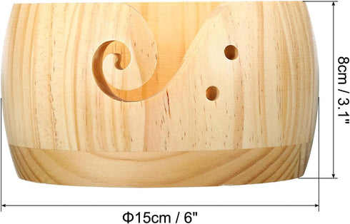 PATIKIL Wooden Yarn Bowl with Holes Holder, Handmade Craft Knitting Bowl Storage Knitting and Yarn Holder Crocheting for Knitting Lovers, 6", Ligh...