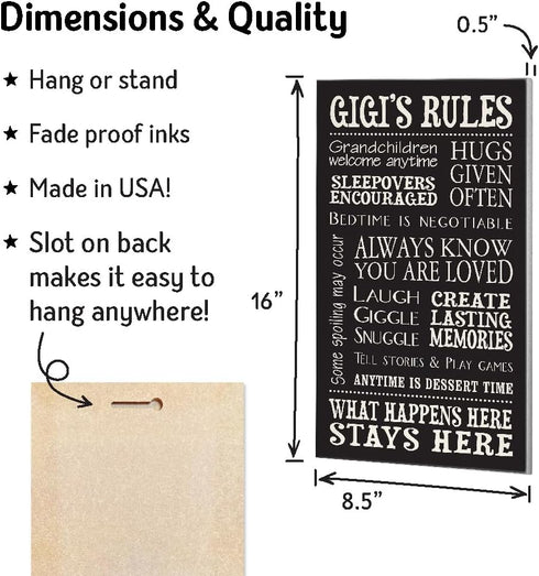 My Word! Gigi's Rules Decorative Sign,Black...
