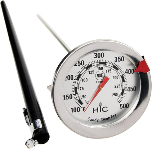 HIC Kitchen Roasting Deep Fry Candy Jelly Thermometer, Large Easy-Read Face, Stainless Steel Stem with Protective Sheath...