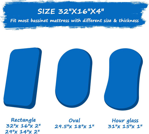 Bassinet Sheet 2 Pack Cotton Fitted Sheets Set for Oval Rectangle Hourglass Bassinet Mattress and Moses Baskets, Super Soft and Breathable Cover f...