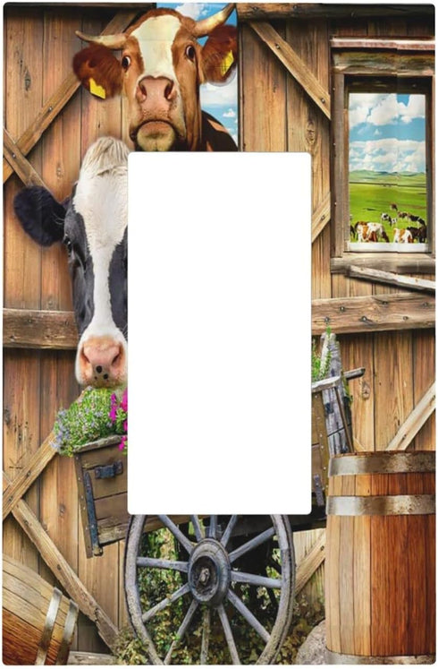 Farm Cow Single Rocker Light Switch Cover Decorative Wall Plate Electrical Switchplate for Farmhouse Country Home Decor...