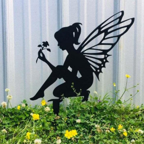 Metal Fairy Fairy Yard Art Garden Yard Art Metal Yard Silhouette Silhouette Fairies Null Lawn Ornament Hanging Wall Sculpture Home Decorations(18,...