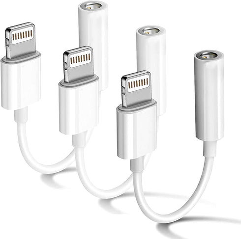 Apple MFi Certified 3 Pack Headphone Adapter for iPhone Connects Lightning to 3.5mm Dongle Auxiliary Audio Splitter Cable AKAVO Adapter Compatible...