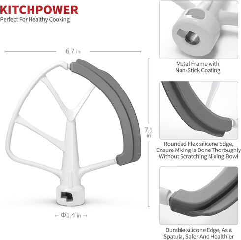 6 Quart Flex Edge Beater for Bowl-Lift Stand Mixers, Paddle Attachment Mixer Accessory...