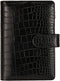 A6 6 Ring Budget Binder - Crocodile Pattern Leather Notebook Binder, Small Refillable Planner Cover with Magnetic Buckle, Black...