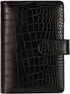 A6 6 Ring Budget Binder - Crocodile Pattern Leather Notebook Binder, Small Refillable Planner Cover with Magnetic Buckle, Black...