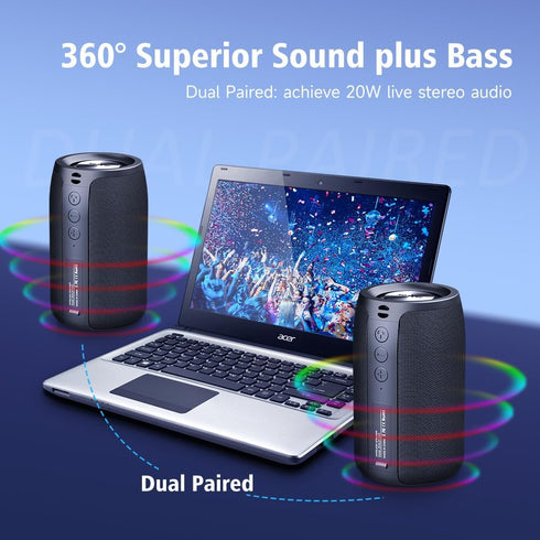 ZEALOT Portable Bluetooth Speakers, Wireless Speaker?S32 Samll Outdoor Speaker, Waterproof IPX5, Stereo Pairing/USB/MIC/TF Card/AUX for iOS Andrio...