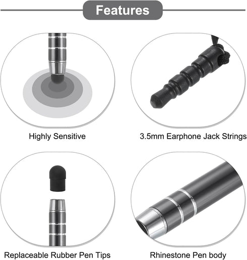 MECCANIXITY 3pcs Metal Touch Screen Pen Metallic Phone Stylus Pen Retractable Aluminum Alloy Mini Capacitive Pens Universal, Grey......