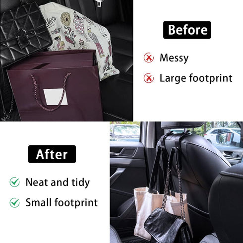 Car Seat Headrest Hooks, 4 Pack Auto Durable Backseat Hangers Storage Organizer, Universal Car Interior Accessories for Purse, Grocery Bags, Handb...
