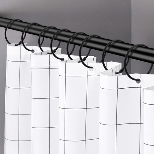 24 Pack Shower Curtain Rings, Rustproof Decorative Metal Round Shower Curtain Hooks for Bathroom Shower Rod (Black)...