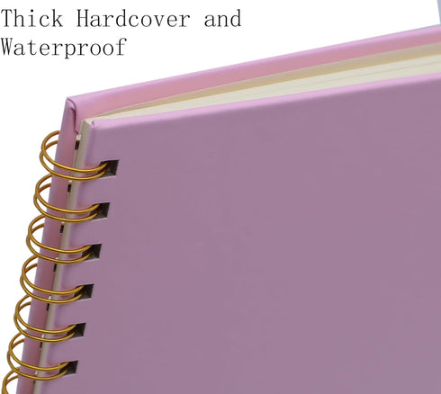 Spiral Notebook with Bandage and Inner Pockets, A5 PU Hardcover 8mm Ruled 70 Sheets/140 Pages Journals for Study and Office (Pink)...