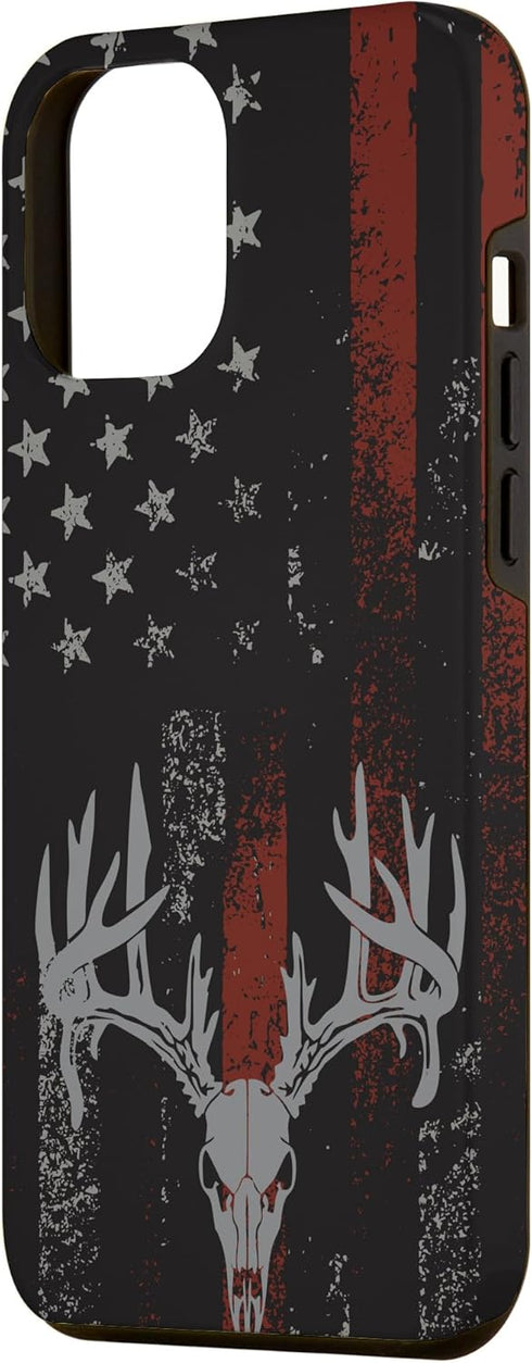 iPhone 12 Pro Max American Flag Whitetail Deer Buck Hunting USA FLAG Hunter Case...