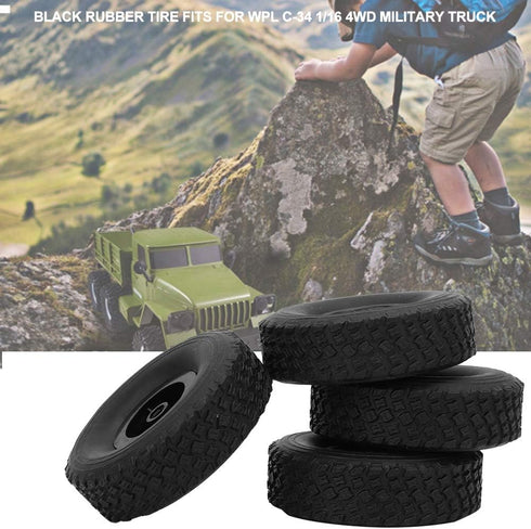 1/16 RC Truck Rubber Tire Black Wheel Tyre Compatible with C-34 1/16 4WD Military Car Parts...