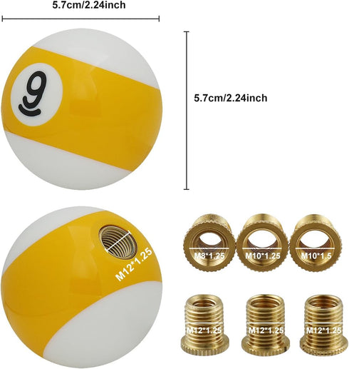Billiards Shift Knob Driving Handle Lever Round Ball Cool Gear Stick Shifter Knobs Transmission Fit Most Cars Trucks SUV Automatic Manual Vehicle ...