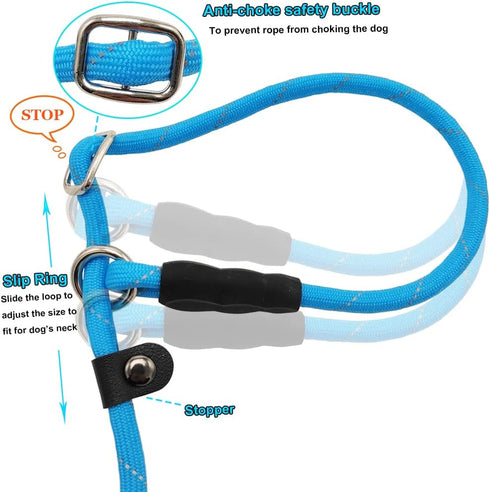 BTINESFUL 10FT / 15FT / 20FT Anti-Choke Slip Lead Dog Leash, Reflective 1/3” Rope Leash Long Training Lead for Small Medium Dogs blue...