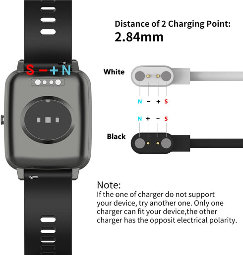 Smart Watch Charger Magnetic 2 Pin Intended for KEEPONFIT ID Sport01/IDW21,Erkwei/HOK/Iaret I39H,Stiive LCW01 Watch Charger 1.6ft USB Magnetic Cha...