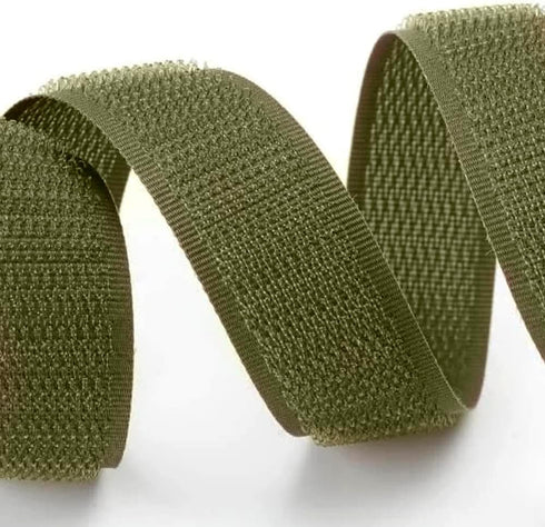 1 Inch Wide Olive Drab Sew on Hook and Loop Tape Non-Adhesive 1 Yd Length Green Nylon Hook Loop Tape Fabric Fastener Set for Military Form Bags Cl...