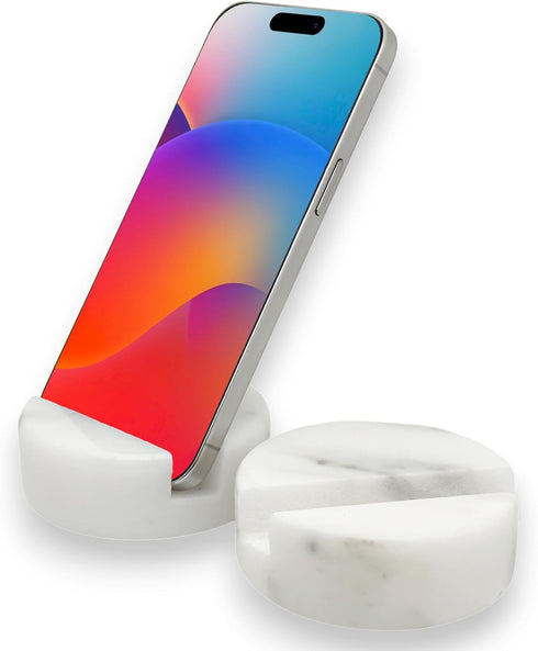 Luxury Marble Cell Phone Stand Holder for Popular Smartphones (1 Pcs) - Real Solid Marble Mobile Phone Stands as Office Desk or Kitchen Countertop...