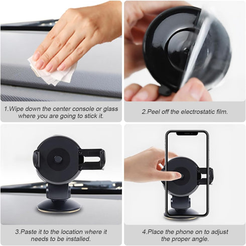 Suction Cup Car Phone Holder for Windshield/Dashboard/Window, Universal 360° Rotating Adjustable Cell Phone Holder Mount, Hands Free Phone Cradle ...