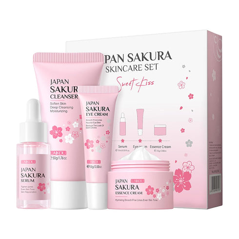 Skin Care Set JAPAN SAKURA Beauty Gift Sets Skin Care Kit with Cleanser, Serum, Eye Cream, Face Cream Travel Kit for Women Mom Wife Teen Girls Gen...