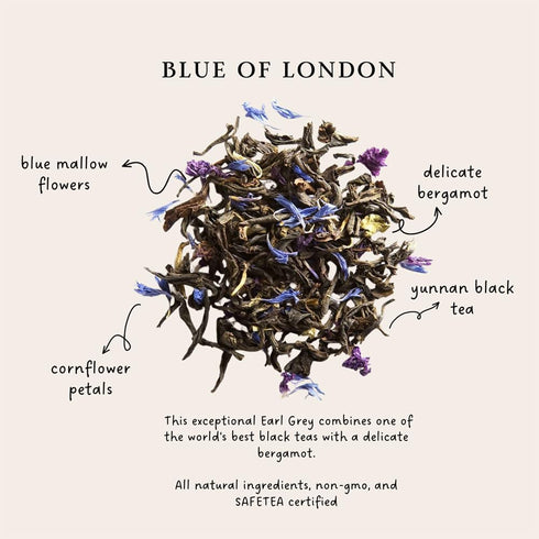 Palais des Thés - Blue of London - Earl Grey Black Tea, Bergamot & Cornflower - 20 Cotton Tea Bags, Serves 20 Cups...