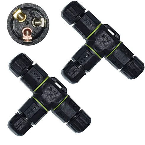 3 Way 3Pin IP68 Waterproof Junction Box,Ideal for 4.5mm-10mm Outdoor Waterprrof Junction Cable,Used for Outdoor Road Landscape Lights, car Decorat...