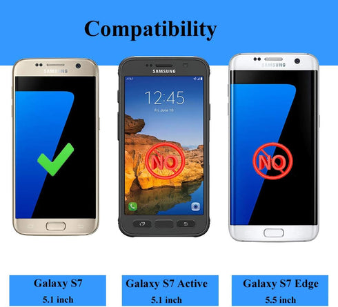 Androgate for Samsung Galaxy S7 Case with HD Screen Protectors, Military-Grade Metal Ring Holder Kickstand 15ft Drop Tested Shockproof Cover Case ...