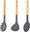 Nonstick Silicone Cooking Spoons Set, 3 PCS Large Soup Ladle Solid Spoon Pasta Server for Spaghetti Sauce Serving Stirring, Heat Resistant Kitchen...