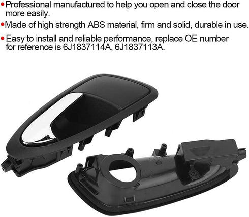 KIMISS 2Pcs Car Inner Door Handle, Car Door Internal Handle Original Specification Fit for Seat 6J1837114A 6J1837113A (Black)...
