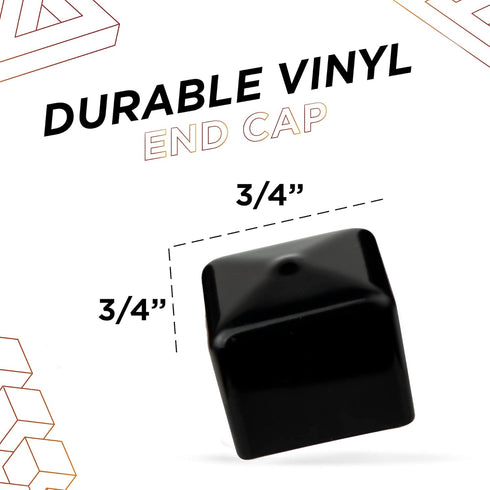 Made in USA Prescott Plastics 0.75" Inch Square Vinyl Plug Insert (10 Pack), Black Flexible Rubber End Cap for Metal Tubing, Fence, Glide Insert f...
