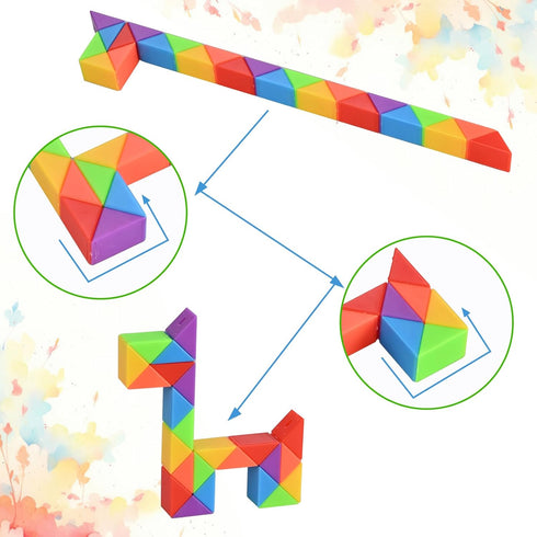 15 Pack Mini Fidget Snake Cube Puzzle Toys - Party Favors & Goodie Bag Fillers for Kids & Teens - Rainbow Colors - Bulk Birthday & Back to School ...