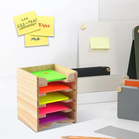Sticky Note Holder Sticky Note Organizer 3”x3” Wood Sticky Notes Holder Desktop Non Sticky Notes Sticky Notepad Organizer for Office Home School D...