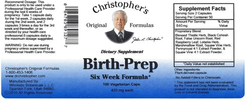 Christopher's Original Formulas Birth-Prep Capsules 100 ct - Herbal Blend for Expectant Mothers - Supports Natural Preparation for Childbirth...